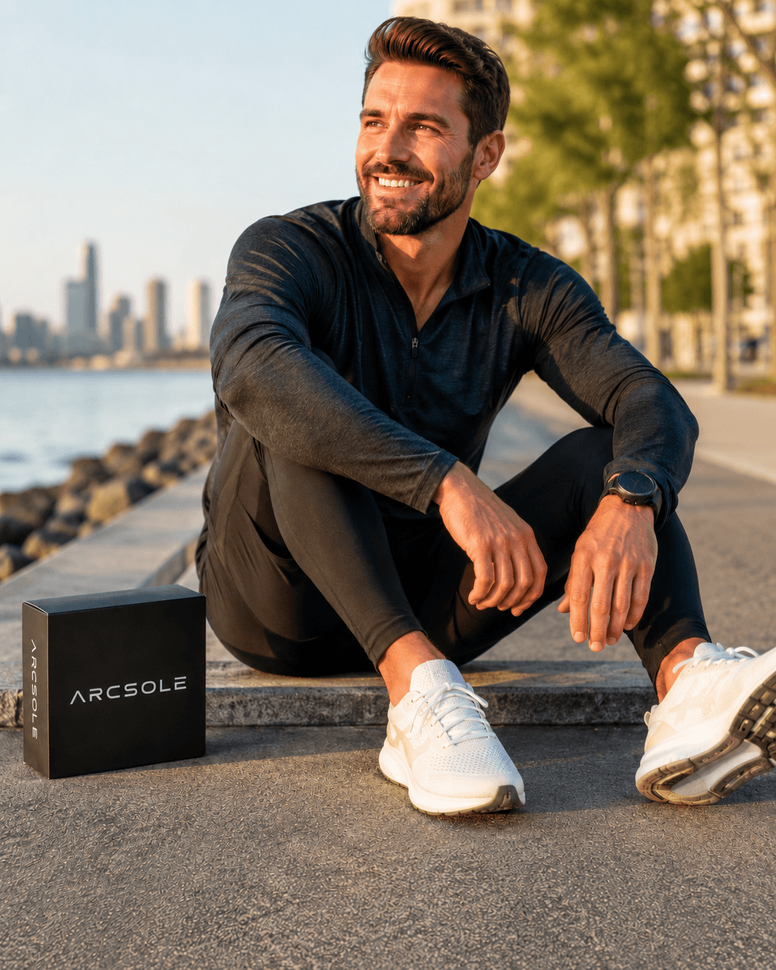 Sporter met ARCSOLE bij de waterkant